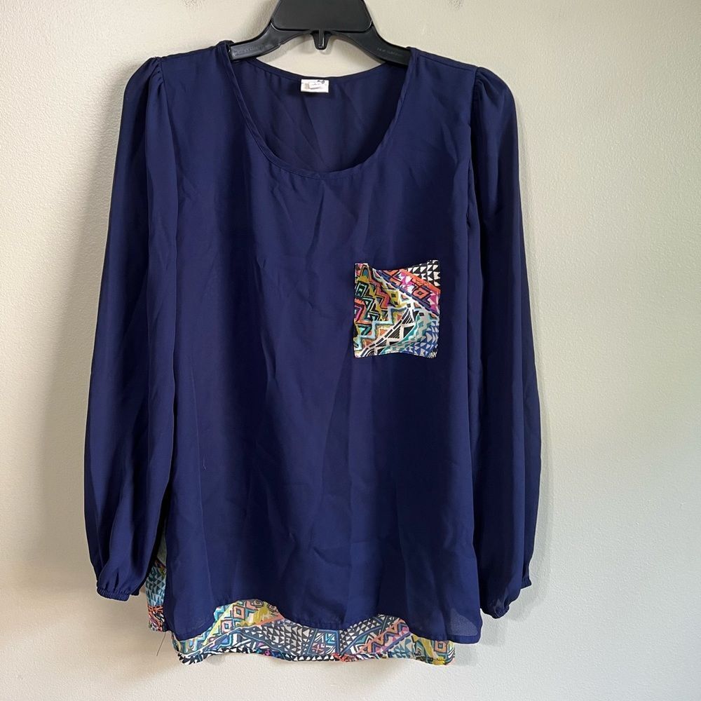 Pink owl sheer blouse M